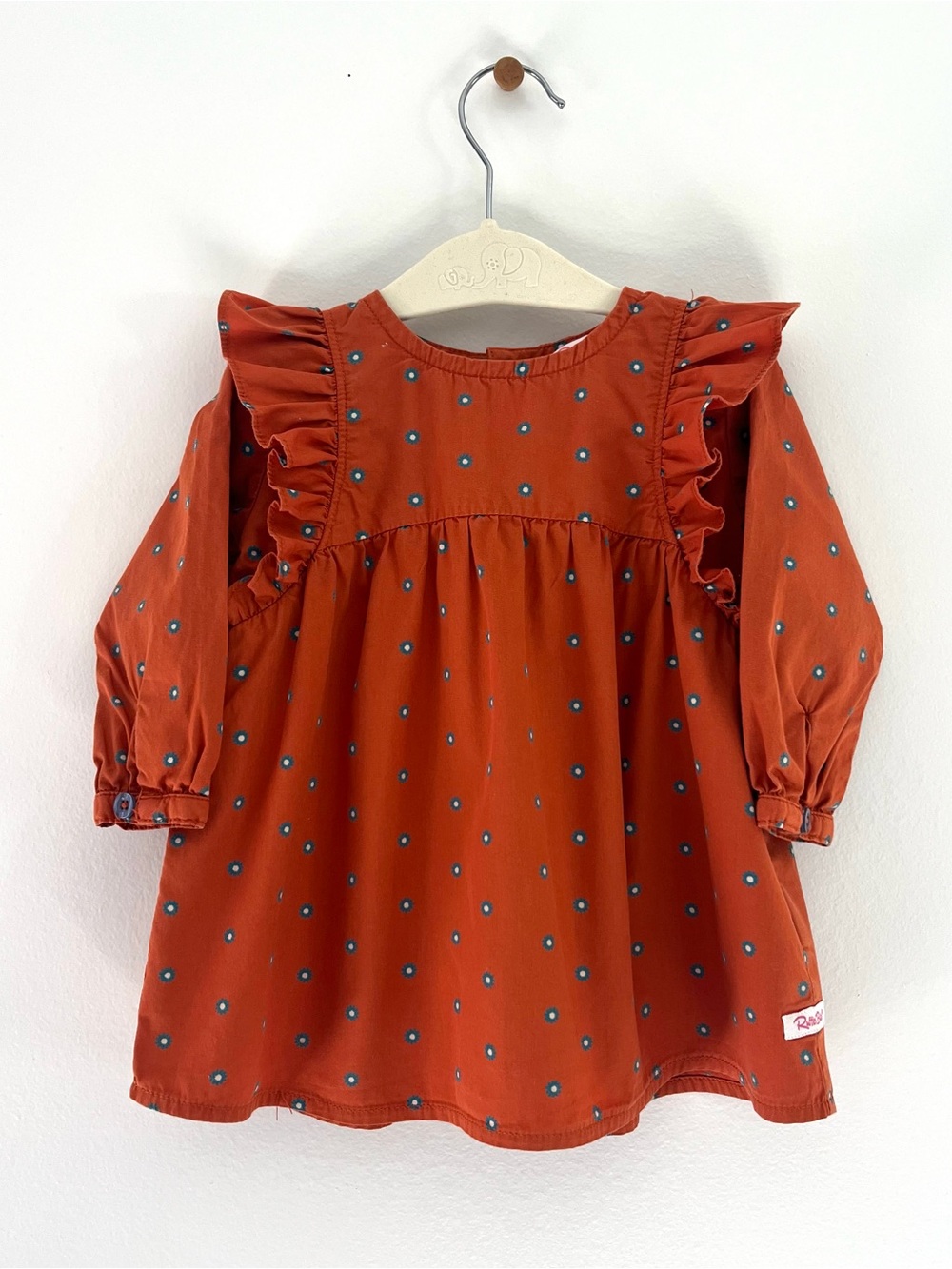 Rufflebutts Rust Orange Long-Sleeve toddler dress